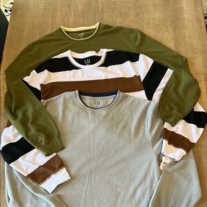 Men's Long Sleeve Tees  lot of 3- Olive, Gray, and Striped, size 4 x